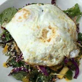 Gluten-free salad with an egg from Dirt Eat Clean